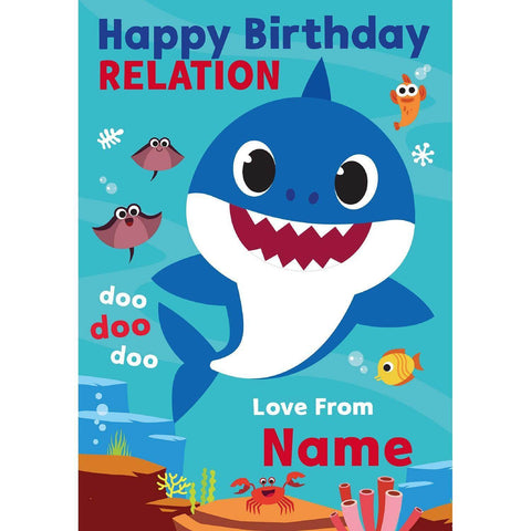 Personalised Baby Shark Any Relation & Name Birthday Card an Official Baby Shark Product