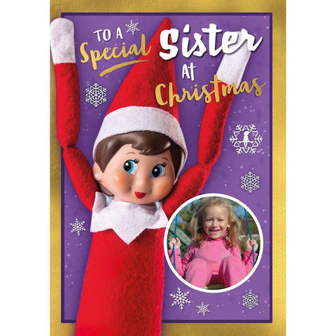 Personalised Elf On The Shelf Sister Christmas Photo Card an Official The Elf on The Shelf Product