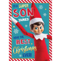 Personalised Elf On The Shelf Son Christmas Card- Any Name an Official The Elf on The Shelf Product