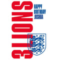 Personalised England Football '3 Lions'  Birthday Card- Any Name an Official England Football Product