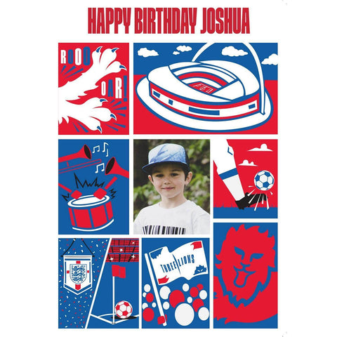 Personalised England Football Wembley Birthday Card- Any Name & Photo an Official England Football Product
