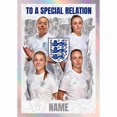 Personalised England Women's Football Birthday Card - Personalise any Name or Relation an Official England Lionesses Product