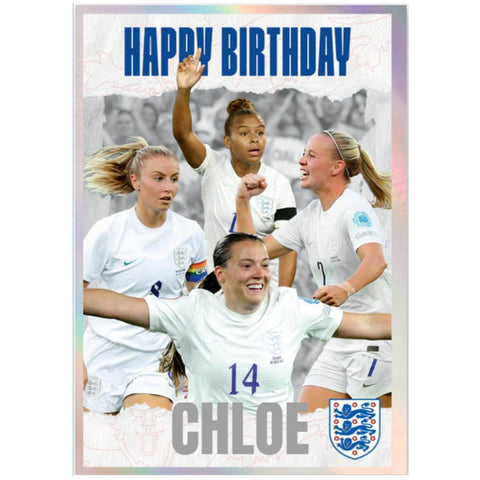 Personalised England Women's Football 'Happy Birthday' Card- Any Name an Official England Football Product