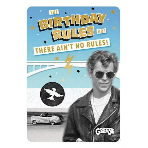 Personalised Grease 'Birthday Rules' Birthday card an Official Grease Product