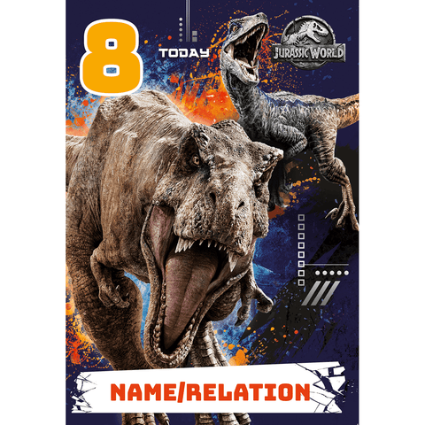 Personalised Jurassic World Any Name and Age Birthday Card an Official Jurassic World Product