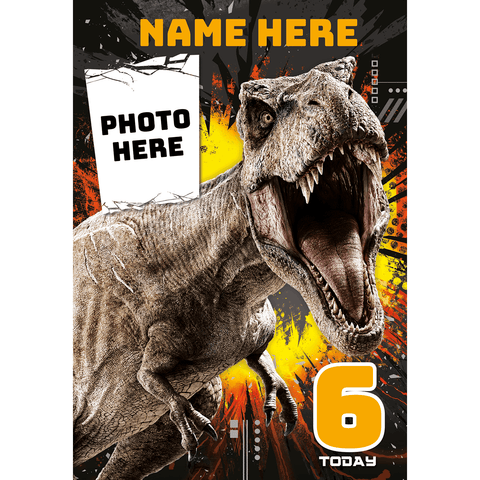 Personalised Jurassic World Any Name, Image and Age Birthday Card an Official Jurassic World Product
