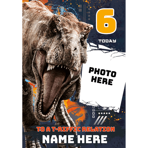 Personalised Jurassic World Any Name, Photo and Age Birthday Card an Official Jurassic World Product