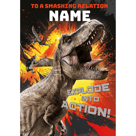 Personalised Jurassic World Any Name Smashing Birthday Card an Official Jurassic World Product