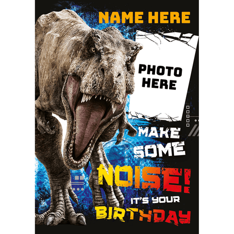 Personalised Jurassic World Name and Image Birthday Card an Official Jurassic World Product
