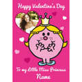 Personalised Little Miss Princess Valentines Photo A5 Greeting Card an Official Mr Men and Little Miss Product
