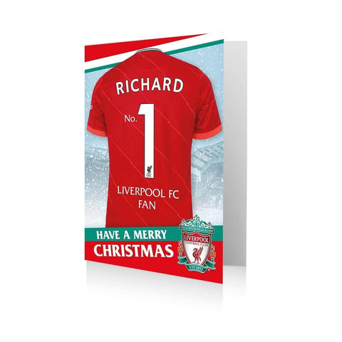 Personalised Liverpool Shirt Christmas Card- Any Name an Official Liverpool FC Product