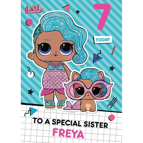Personalised LOL Sister Birthday Card- Any Name an Official Danilo Promotions Product