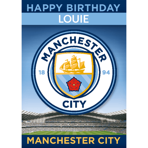 Personalised Manchester City Crest Birthday Card an Official Manchester City FC Product