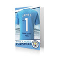 Personalised Manchester City FC Shirt Christmas Card- Any Name an Official Manchester City FC Product