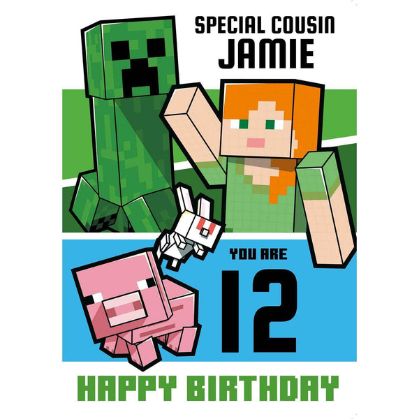 Biglietto fotografico personalizzato per il compleanno di Minecraft - –  Danilo Promotions