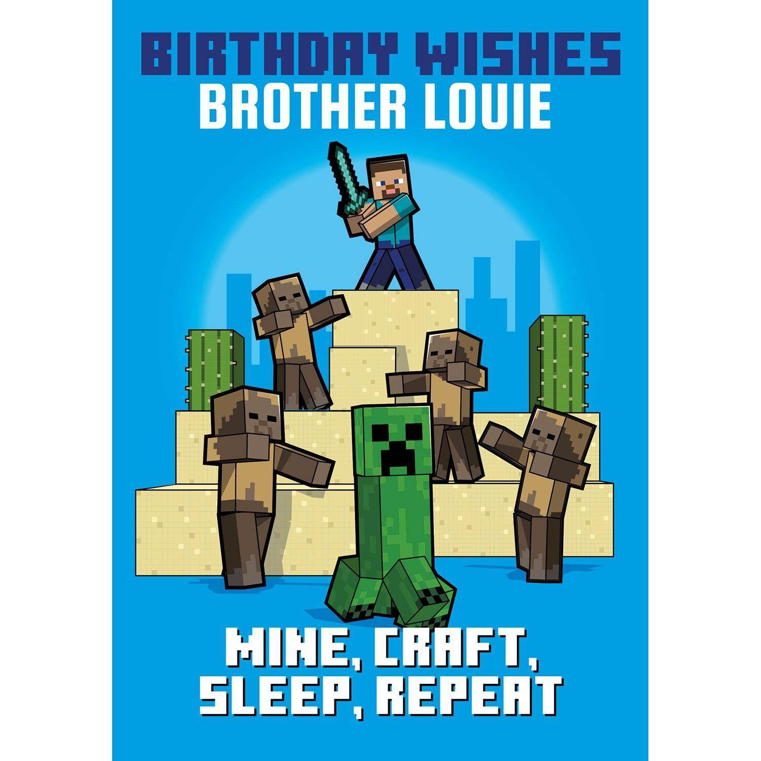 Personalised Minecraft Birthday Card - Customisable For Son, Grandson, Brother, Nephew