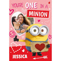 Personalised Minions, One in a minion, Valentines Cards- Any Name & Photo an Official Minions Product
