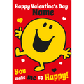 Personalised Mr. Happy Valentines Photo A5 Greeting Card an Official Mr Men and Little Miss Product