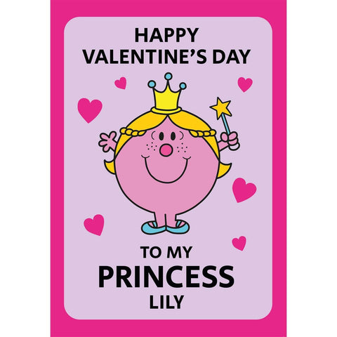 Personalised Mr. Men & Little Miss, Little Miss Princess Valentines Card- Any Name an Official Mr Men & Little Miss Product