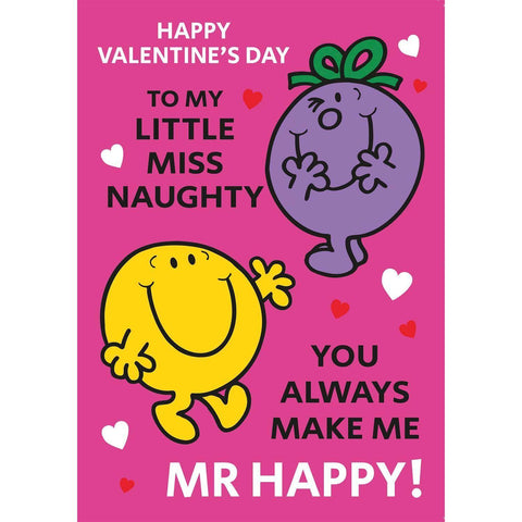 Personalised Mr. Men & Little Miss, Valentines Card- Add any message inside an Official Mr Men & Little Miss Product