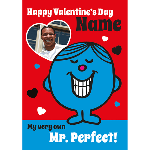 Personalised Mr. Perfect Valentines Photo A5 Greeting Card an Official Mr Men and Little Miss Product