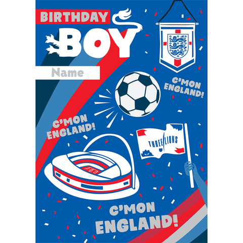 Personalised Official England Boys Birthday Card an Official England Football Product