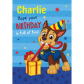 Personalised Paw Patrol Chase Birthday Card- Any Name an Official Paw Patrol Product