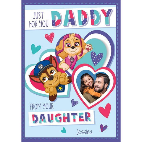 Personalised Paw Patrol, Daddy Valentines Card- Any Name & Photo an Official Paw Patrol Product