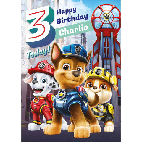 Personalised Paw Patrol Movie 3 Today! Birthday Card- Any Name an Official Paw Patrol Product