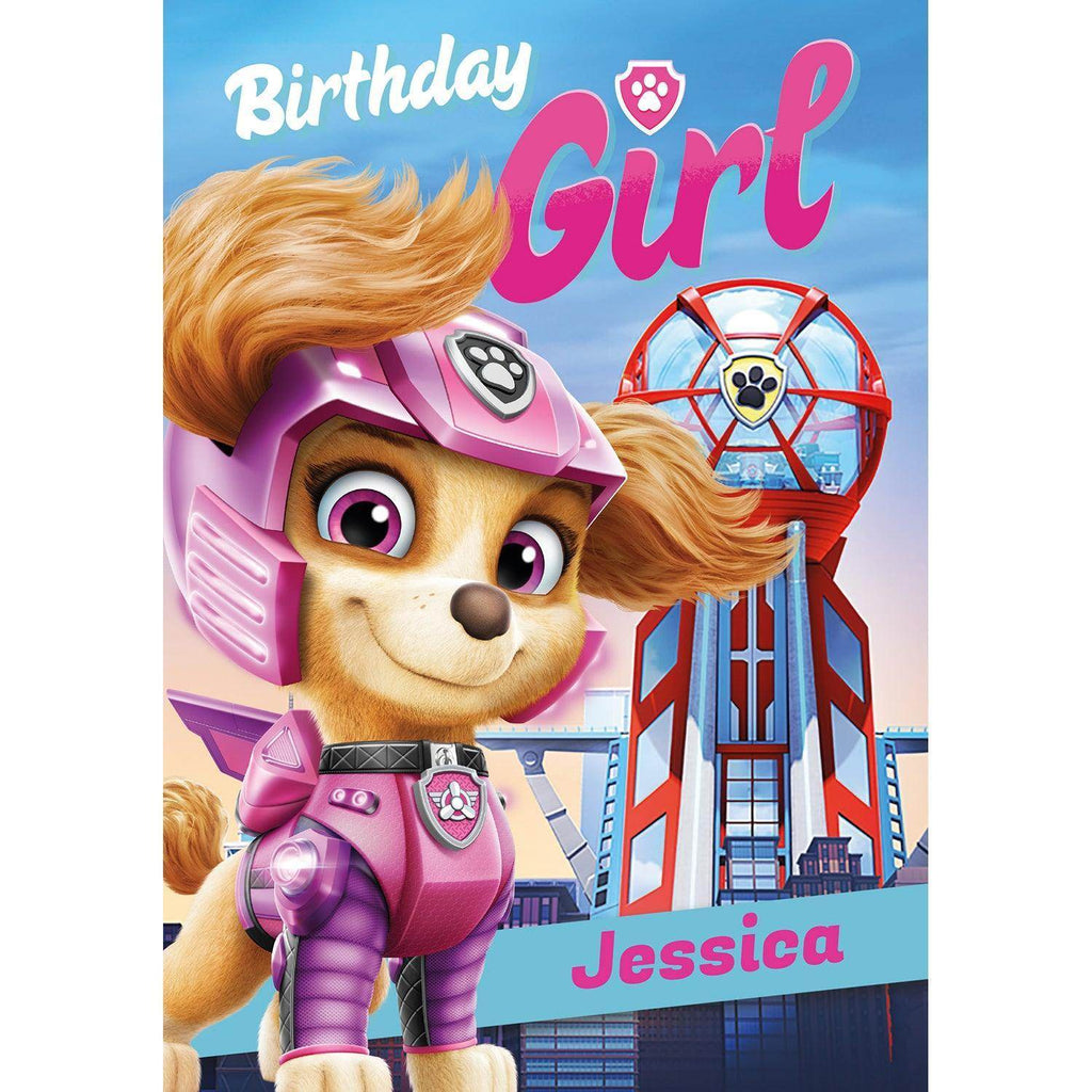 Personalised Paw Patrol Movie Birthday Girl Card- Any Name an Official Paw Patrol Product