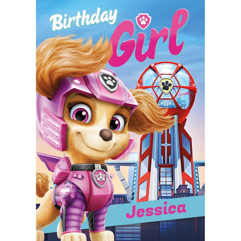 Personalised Paw Patrol Movie Birthday Girl Card- Any Name an Official Paw Patrol Product