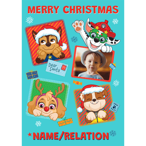 Personalised Paw Patrol Photo Christmas Card A5 Greeting Card an Official Paw Patrol Product