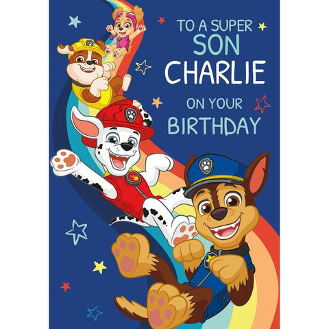 Personalised Paw Patrol Rainbow Birthday Card- Any Relation & Name an Official Paw Patrol Product