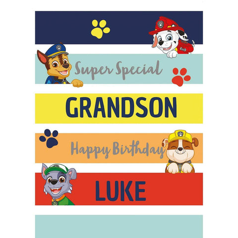 Personalised Paw Patrol Rainbow Happy Birthday Card- Any Relation & Name an Official Paw Patrol Product
