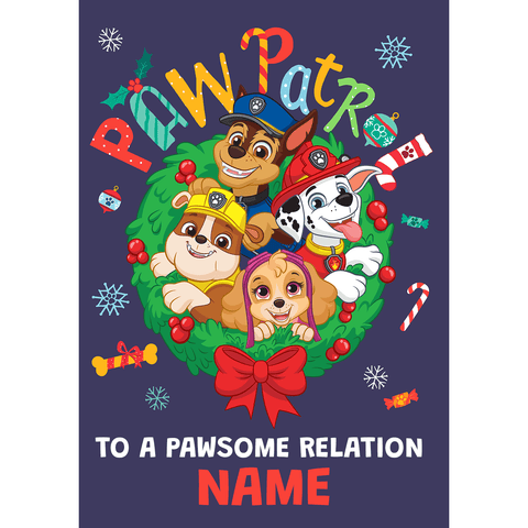 Personalised Paw Patrol Relation Christmas Card A5 Greeting Card an Official Paw Patrol Product