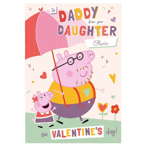 Personalised Peppa Pig Daddy Valentines Card- Any Name an Official Peppa Pig Product
