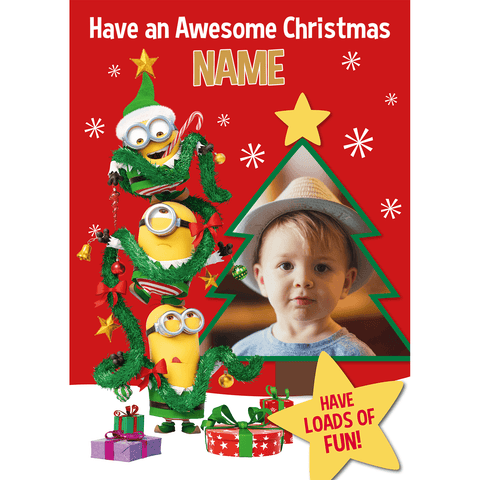 Personalised Photo Minion Christmas A5 Greeting Card an Official Despicable Me Minions Product