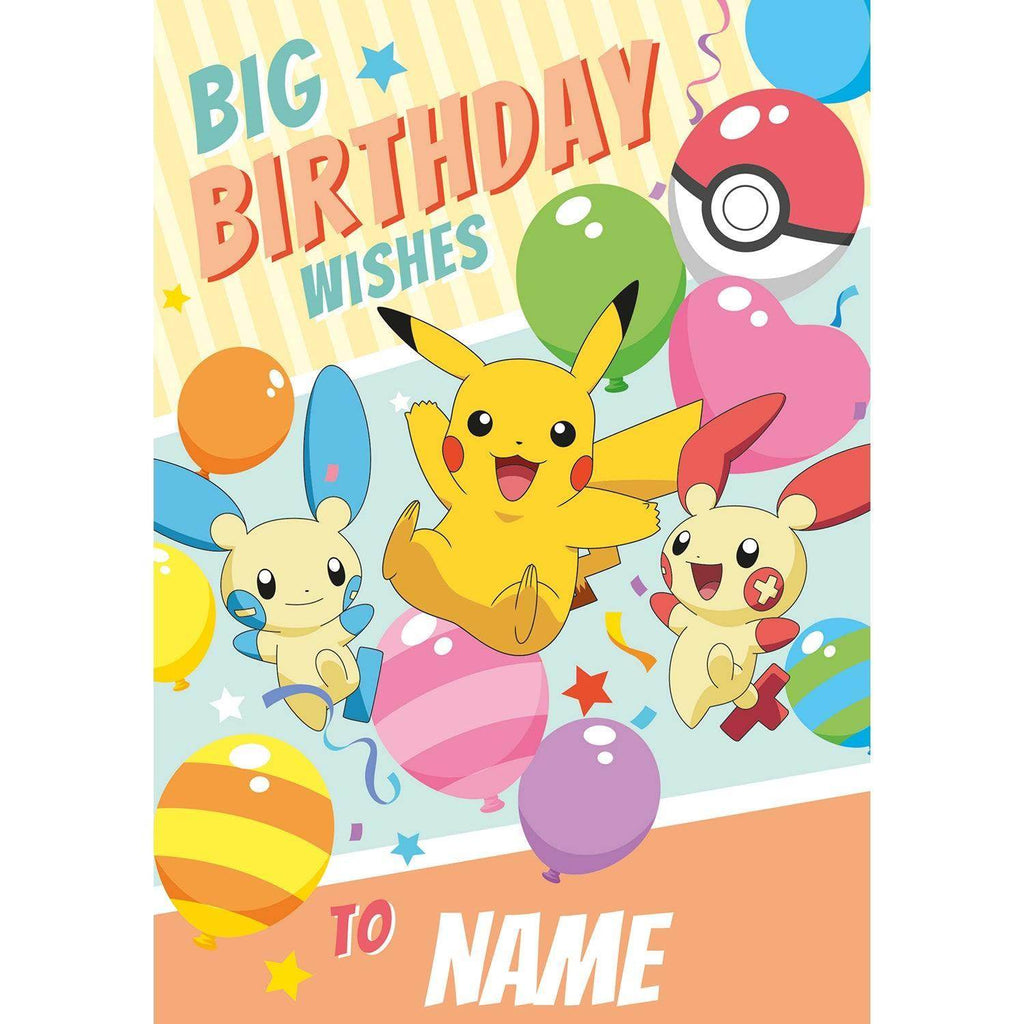 Personalised Pokemon 'Big Birthday Wishes' birthday card- Any Name an Official Pokemon Product