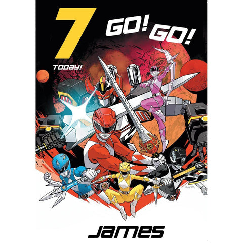 Personalised Power Ranger 'Go! Go!' Birthday Card- Any Age & Name an Official Danilo Promotions Product