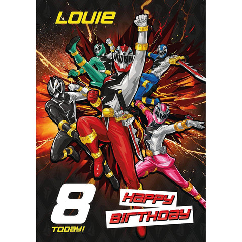 Personalised Power Ranger Happy Birthday Card- Any Age & Name an Official Power Rangers Product
