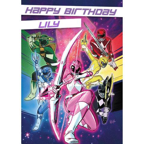 Personalised Power Ranger Happy Birthday Card- Any Name an Official Power Rangers Product