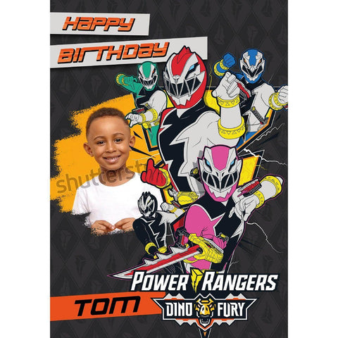 Personalised Power Ranger Happy Birthday Card- Any Name & Photo an Official Power Rangers Product