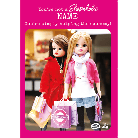 Personalised Sindy 'Shopaholic' Birthday card an Official Sindy Product