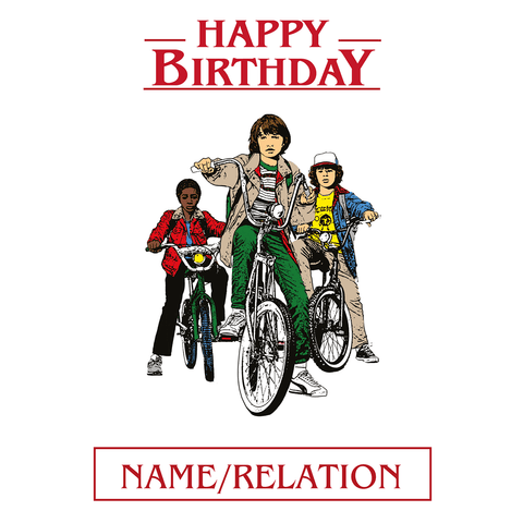 Personalised Stranger Things Bicycle Birthday Card an Official Stranger Things Product