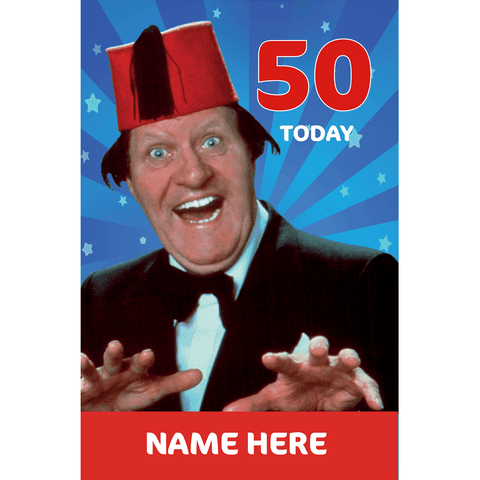Personalised Tommy Cooper Any Age Birthday Card an Official Tommy Cooper Product