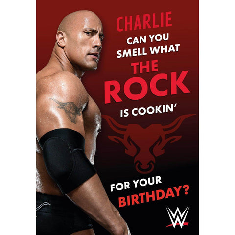 Personalised WWE The Rock Birthday Card- Any Name an Official WWE Product