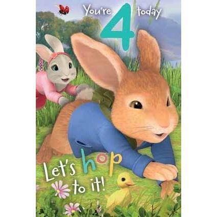Peter Rabbit age 4 Birthday Card an Official Peter Rabbit Product