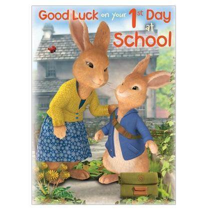 Peter Rabbit Good Luck on Your 1st Day School Card an Official Peter Rabbit Product