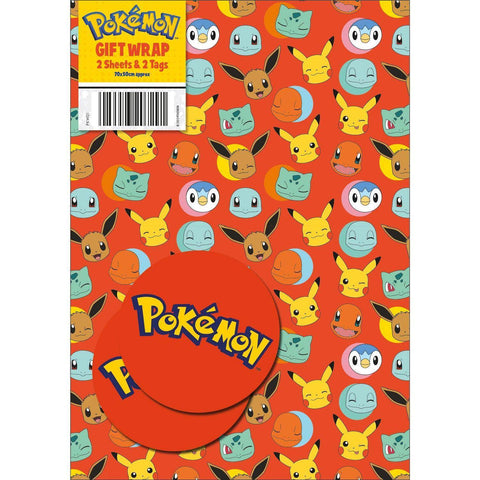 Pokemon Gift Wrap 2 Sheets & Tags an Official Pokemon Product