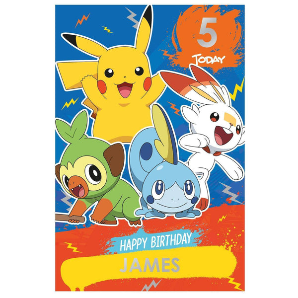 Carta di buon compleanno Pokemon con adesivi